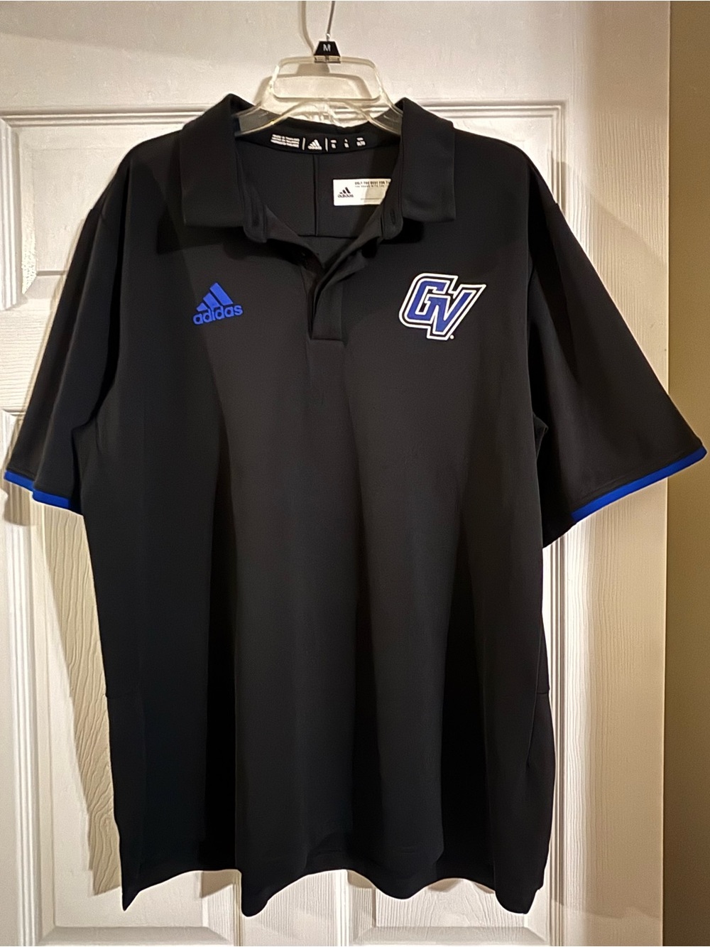 adidas Black Polo with Blue Grand Valley State University (GV)Logo